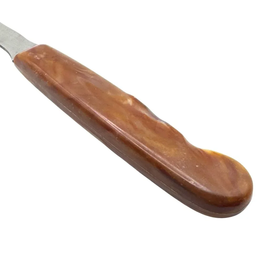 Vintage Stainless Steel Carving Fork Brown Marbled Swirl Handle MCM Meat Serving